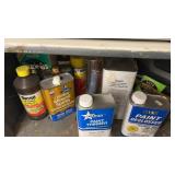 Shelf of Opened Paint Thinner, Ortho Products &