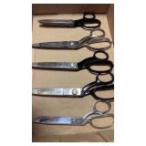 Five pairs of wiss scissors and shears