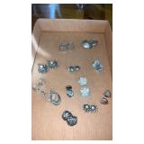 Silver tone clip earrings