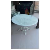 Outdoor Round White Table approx 47.5?? x 29??