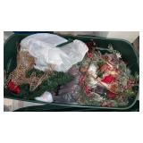 2 Large tote with lid and miscellaneous Christmas