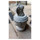 2 Concrete Flower Pots with Angel Lids approx 30ï¿½