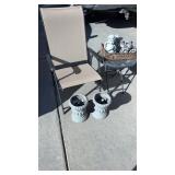 Folding lawn chair, side table and outdoor yard