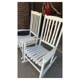 2 wooden  rocking chairs