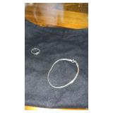 Silver bracelet and ring both marked 925