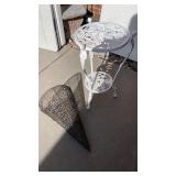 White  plant stand and hanging planter