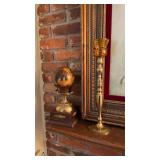 Lot of candle holders and African style wood