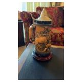 German Pottery Beer Stein Elk with Fox Handle 12ï¿½