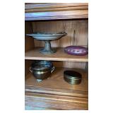 Group of decorative brass bowl with handle ,