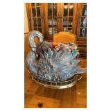 Large swan faux fruit bowl decoration