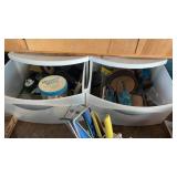 2 Plastic Tubs w/ Sanding Accessories, Discs,