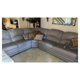 3 piece sectional couch with recliners at both
