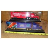 2 Replica Semi Truck Trailers in Display Cases