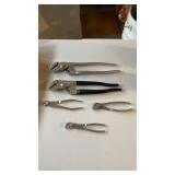 5 Various Branded Arc-Joint Pliers, Globemaster,