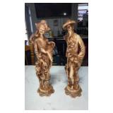 Set of male and female chinese carved recin