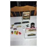 Group of trains, micro machine, cars, VW bug and