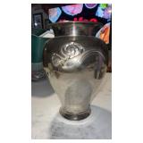 Silver tone vase approximately  10" tall