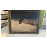 Approximately  9.5 x 7.5" the lone wolf picture