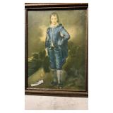 Framed blue boy print approximately 17 x 13.5"