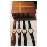 2"wooden box and miscellaneous watches  untested
