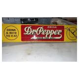 Metal dr Pepper sign approximately 18 inches long