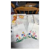 Embroidered pillowcases, napkins, and more