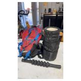 Water back pack and exercise roller in bag