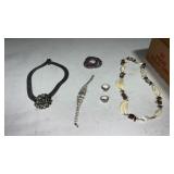 Miscellaneous costume jewelry one necklace is