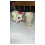 Ceramic piggy bank  has a crack on its bottom and