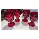 A lot of four Ruby red Vikings Georgian goblets