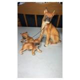 Vintage, porcelain chain, boxer, dog puppy family