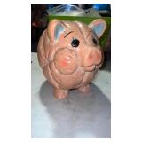 Pink piggy bank quilted pattern approximately  11