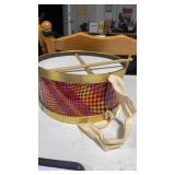 1950s vintage toy drum with vibrant geometric