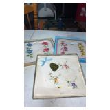 3 vintage ladies floral embroidered handkerchiefs