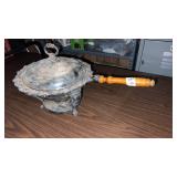 Vintage, silver plated, chafing dish with stand