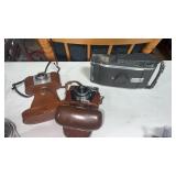 3 vintage cameras, Zeiss icon, Kodak pony 828 and