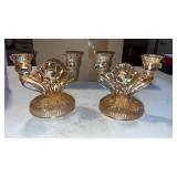 Pair of Jeanette glass, iris, and herringbone