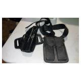 Leather, pistol holster, magazine holder, and
