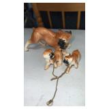 Vintage, porcelain chain, boxer, dog puppy family