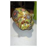 Ceramic BoHo hippie, flower, power, coin, piggy