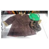 Kids brown corduroy coat with two hats size
