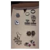 Silver tone pierced and clip earrings and more