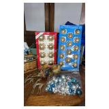 GLASS ORNAMENTS , deer ornaments , basket and
