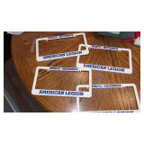 Plastic license plate holders, American Legion