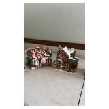 Group of 3 lighted Christmas village