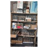 Shelf of Glass Mason Jars, Mugs and more