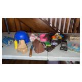 Grouping of Childrens Toys, Trucks, Books, Helmet