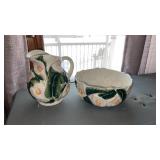 Decorative  pitcher and  matching bowl