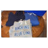 3 XL hoodies Backing the blue line  logo
