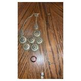 Gold tone necklaces , bracelet and ring